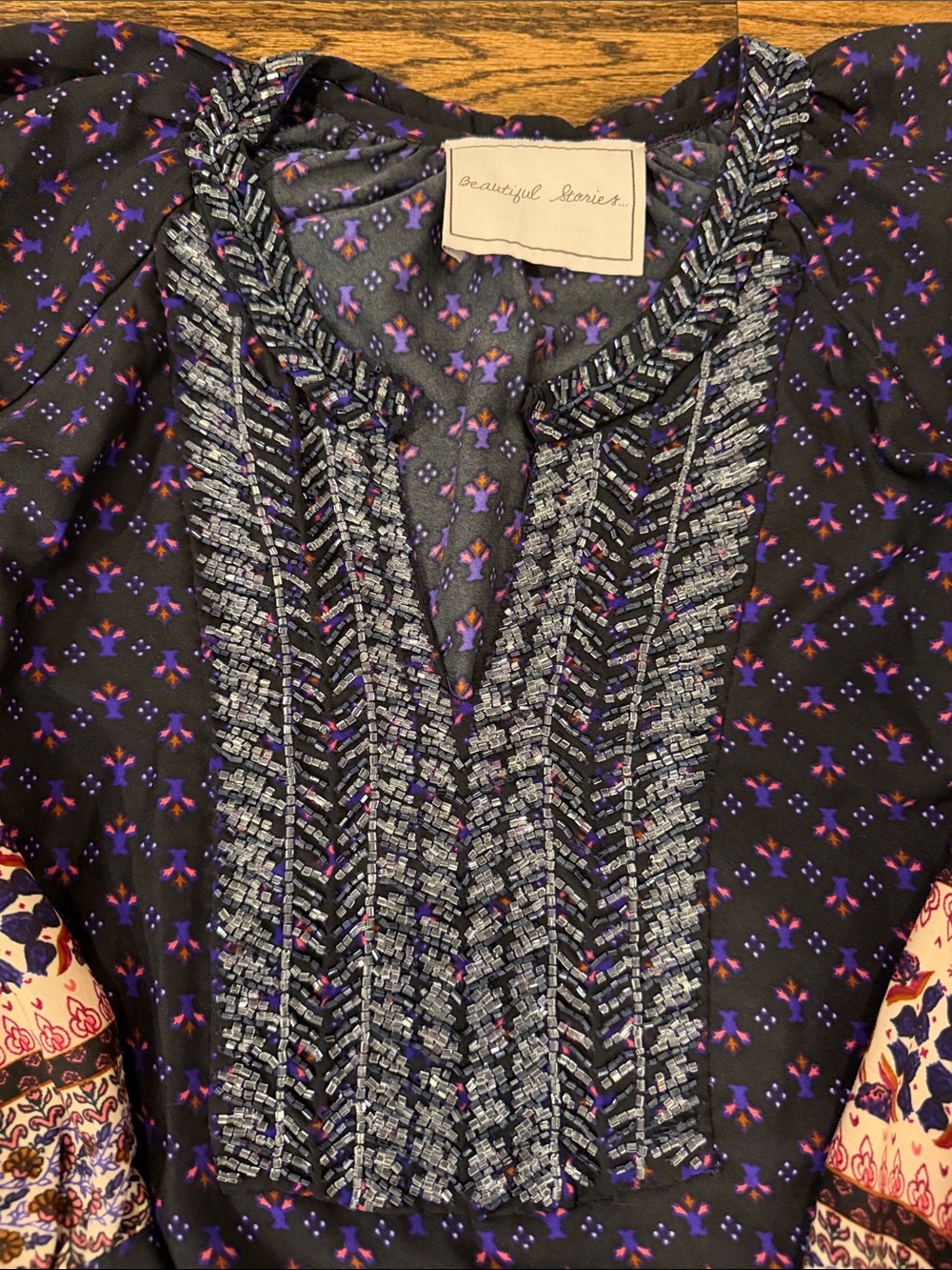 Purple Printed Boho Tunic with Pink & Cream Border - Picture 2 of 6